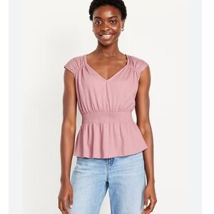 Old Navy Pink Smocked Waist Top 4X NWT